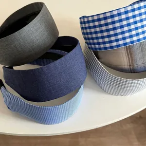 Women Fashion Cloth Wide Brim Hair Band Striped Grid Pattern Handmade Headband Daily Commuting Simple Hair Accessories