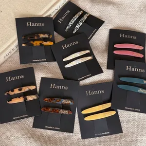 French Acetate Willow Leaf Hair Clips For Women Elegant Minimalist Bangs Side Clips Gold Label Barrette Hair Accessories