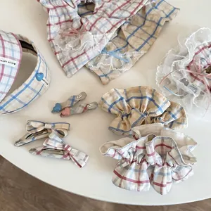 Lot de Barrettes Cheveux Nœud en Dentelle à Carreaux pour Femmes Chouchous à Carreaux Doux Serre-tête Tissu Accessoires Cheveux