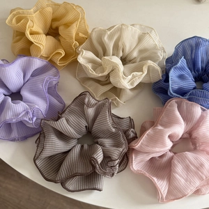 6er-Set bunte karierte Haargummis aus weichem Stoff für das tägliche Styling von Frauen