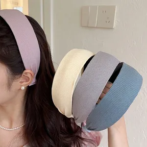 Serre-Tête Large en Tissu Nervuré pour Femme Style Coréen Rayé Accessoires de Cheveux Quotidiens Simples pour Femme