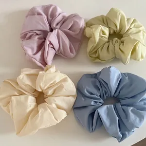 Women Large Pleated Fabric Scrunchies Solid Color Oversized Elastic Hair Ties Ruched Hair Bands Fashion Hair Accessories