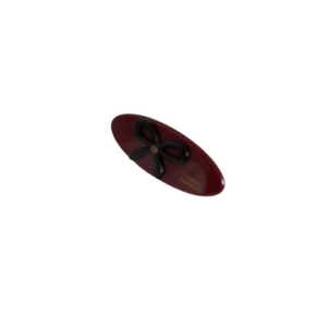 Elegant burgundy acetate hair clip with black bow and gold emblem in French style