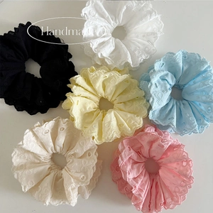 Balletcore Lace Heart Hollow Out Scrunchie Handmade Embroidery Hair Tie Korean Style Hair Rope For Women Hair Accessories