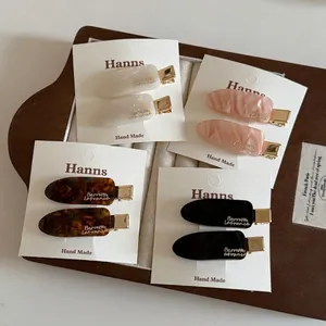 Korean Acetate Hair Clips For Women Elegant Marble Tortoiseshell Pattern Side Bangs Clips Fashion Commuter Hair Accessories