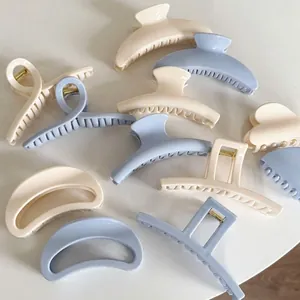 Fashion Acrylic Solid Color Hair Claw Clips For Women Elegant Geometric Hollow Out Shark Clips Large Hair Accessories