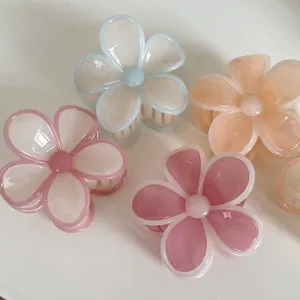Sweet Jelly Color Flower Hair Claw Clip PC Handmade Five-Petal Floral Hairpin For Women Fashion Styling Accessories