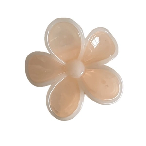 Pink and orange jelly-colored flower hair claw clip with white edges for women