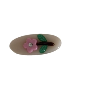 Süße florale ovale Haarspange mit rosa Strassblume und Gelee-Textur-Finish