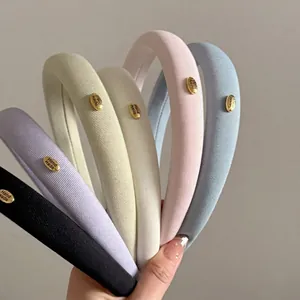 Lot de serre-têtes épais aux couleurs Morandi avec boucles en métal dorées pour femme