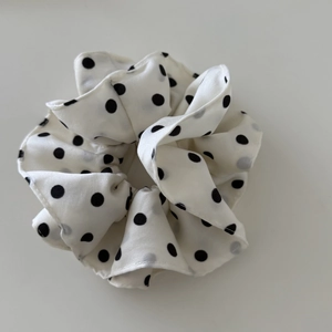 French style polka dot silk scrunchie with elastic band for women hair styling