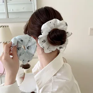 Süße Schleife Stickerei Spitze Haargummi Große Pferdeschwanz Dutt Bindung Band Stirnband Für Damen Mädchen Mode Haarschmuck