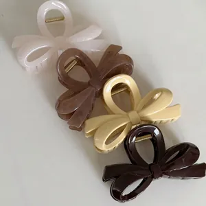 Elegant Bowtie Hair Clip Large Acrylic Shark Claw Clip Korean Minimalist Fashion Hair Accessories For Women Daily Styling