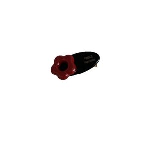 Floral handmade acetate hair clip with red 3D flower and black oval contrast base
