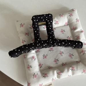 French style sweet black and white polka dot fabric wrapped hair claw clip accessory