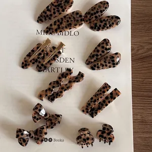 French Vintage Leopard Print Acetate Hair Clips For Women Fashionable Tortoiseshell Duckbill Clips Handmade Hair Jewelry