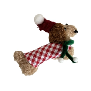 Molletta per capelli a forma di cane di Natale in peluche con cappello e camicia