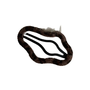 Fermaglio per capelli marrone soffice con bordo in ecopelliccia su clip in metallo