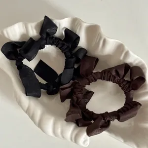 Elegant Bow Mesh Hair Tie For Women Korean Style Solid Color Elastic Scrunchies Fashion Headwear For Daily Dating Jewelry