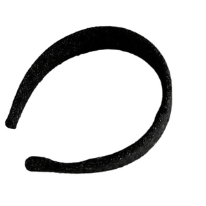 Minimalist black polka dot wide headband for women featuring a grainy textured U-shaped design