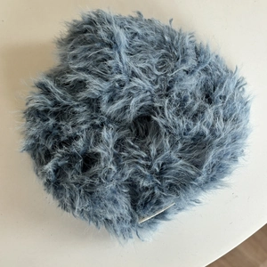 Oversized plush blue scrunchie made of soft faux fur for women winter hair accessory