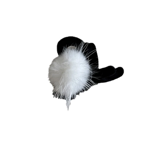 Pince à cheveux élégante en boule de poils de vison avec griffes noires pour demi-queue