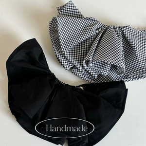 Handmade Ruffled Bow Hair Clips And Scrunchies For Women Gingham Solid Color Hairpin With Faux Artificial Pearl Elegant Hair Accessories