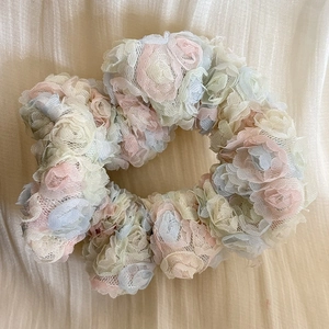 Elastico per capelli in pizzo con rose 3D multicolore in rete dal design floreale