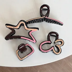 Maillard Retro Contrast Color Enamel Hair Claw Clip Acrylic Large Shark Clip For Women Elegant Geometric Hair Accessory