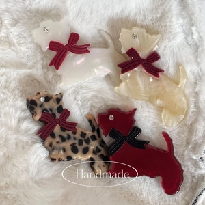 Acetat Scottie Hund Haarspange Mit Schleife Und Strass Süße Tierform Seitenclip Für Damen Mädchen Haarschmuck