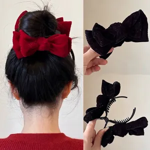 Eleganter Samt Schleife Haarklaue Clip Große Handgefertigte Band Haarspange Für Frauen Modische Tägliche Haarschmuck