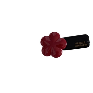 French style wine red floral acetate hair clip with gold France Handmade lettering