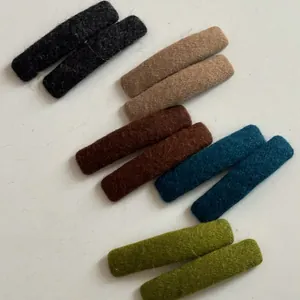 Set of 10 colorful wool felt BB hair clips in five classic autumn and winter solid colors