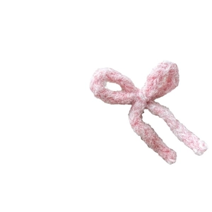 Barrette à nœud rose en peluche avec texture tricotée à la main pour filles