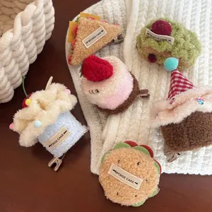 Cute Plush Food Shaped Hair Clip Creative Sponge Cake Cheese Pizza Pattern Handmade Alligator Clip For Women Girls Hair Decoration