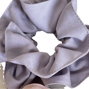 Chouchou élégant style français violet clair en tissu côtelé à double épaisseur