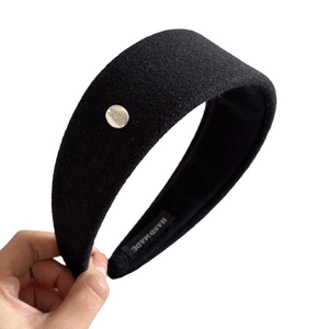 Handmade black sequins flower wool headband with silver believe in yourself metal charm