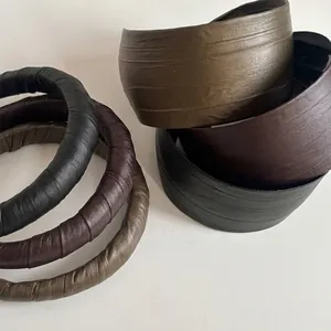 Serre-tête Large à Texture Cuir Style Français Fait à la Main Couleur Unie Serre-tête pour Femmes Accessoires de Tête Quotidien