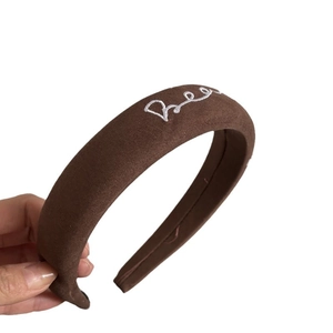 Brown sponge padded headband with white Bee embroidery for high cranial top effect