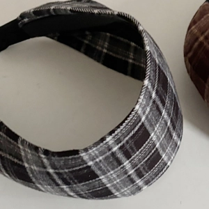 Classic black and white plaid wide headband with a high top academic style for women