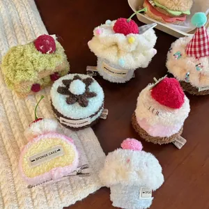 Cute Plush Dessert Cake Hamburger Hair Clips For Women Girls Sweet Handmade Soft Fleece Hairpins Girly Hair Accessories