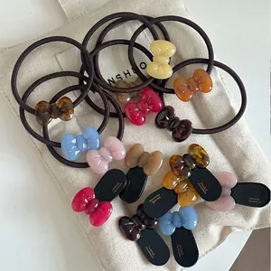 French Style Acetate Bowknot Hair Clips Sweet Resin Bow Hair Ties Handmade Durable Hair Accessories For Women Daily Use