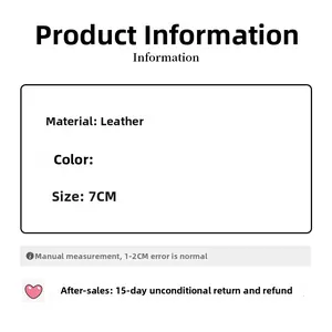 Detailed size chart and specifications for the leopard print leather hair clip accessory