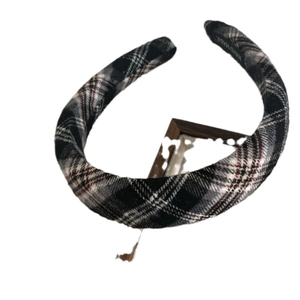 Classic black and white plaid headband for women with handmade fabric craftsmanship