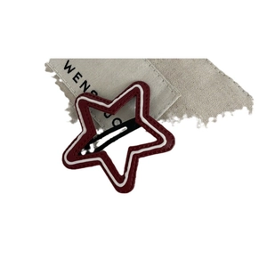 Star shaped minimalist BB hair clip in dark red and white dual layer design for women