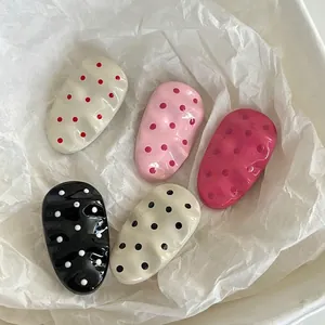 Handmade Polka Dot Wave Edge Hair Clip Metal Duckbill Clip Sweet Korean Style Side Fringe Clip For Women Girls Accessory