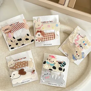 Barrette en Acétate Dessin Animé Chat Chien Caramel Motif Animaux Mignons Pince à Bec pour Filles Femmes Accessoires Cheveux