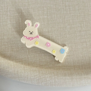 Pince à cheveux chat crème caramel scintillante avec motifs lapin et fleurs pour femme