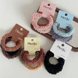3Pcs Minimalist Knitted Yarn Hair Ties Set For Women High Elasticity Durable Scrunchies Ponytail Holder Handmade Hair Accessories