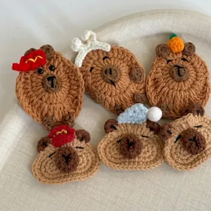 Handgehäkelte Capybara Haarspange Weiches Wollgarn Süßer Tier BB Clip Für Damen Mädchen Tägliche Mode Haarschmuck